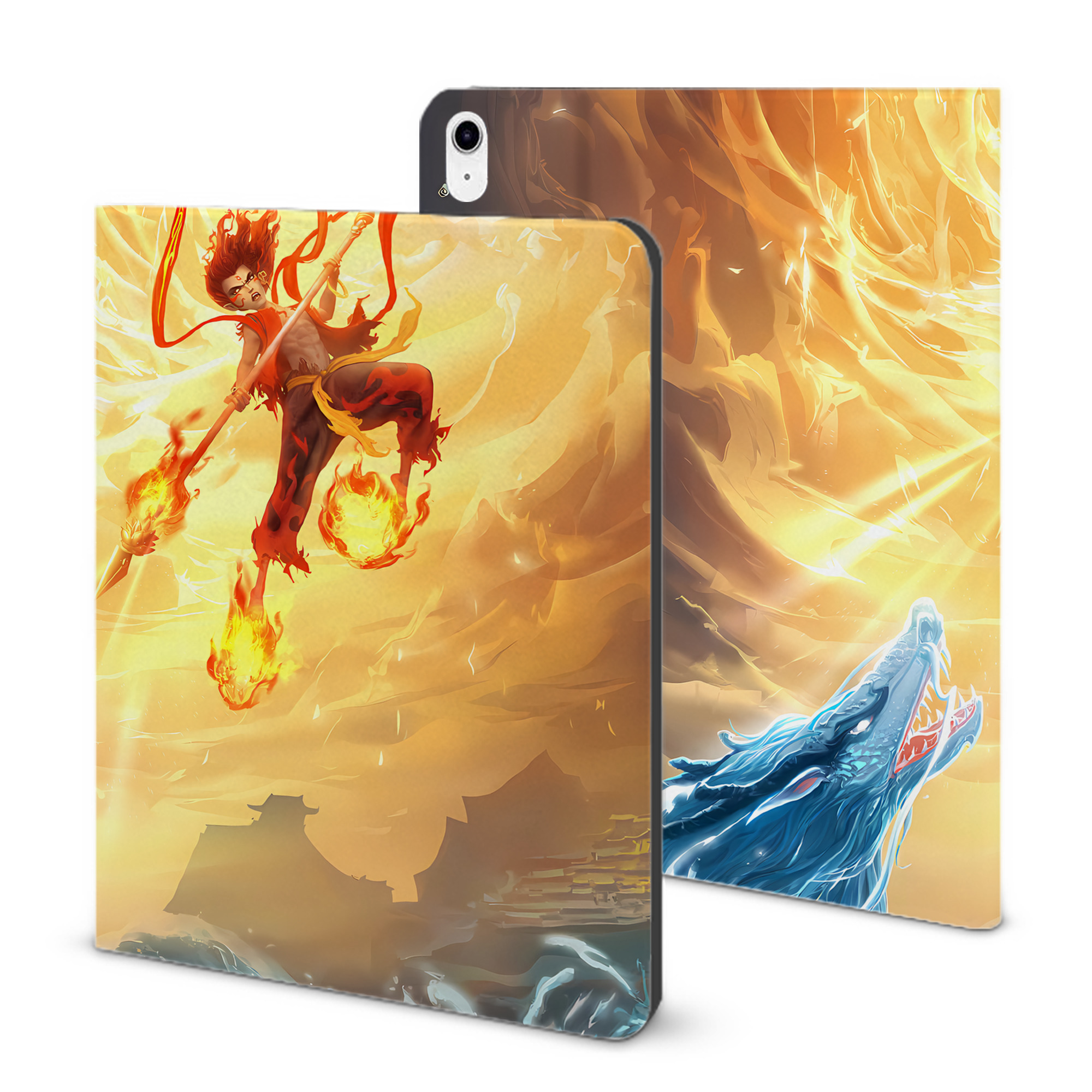 （画像用） Ne Zha 2 ナタ 魔童の大暴れ IPad ケース ブック型 PUレザー TPU 耐衝撃 軽量 薄型 ペン収納なし 全面保護 IPad 各モデル対応